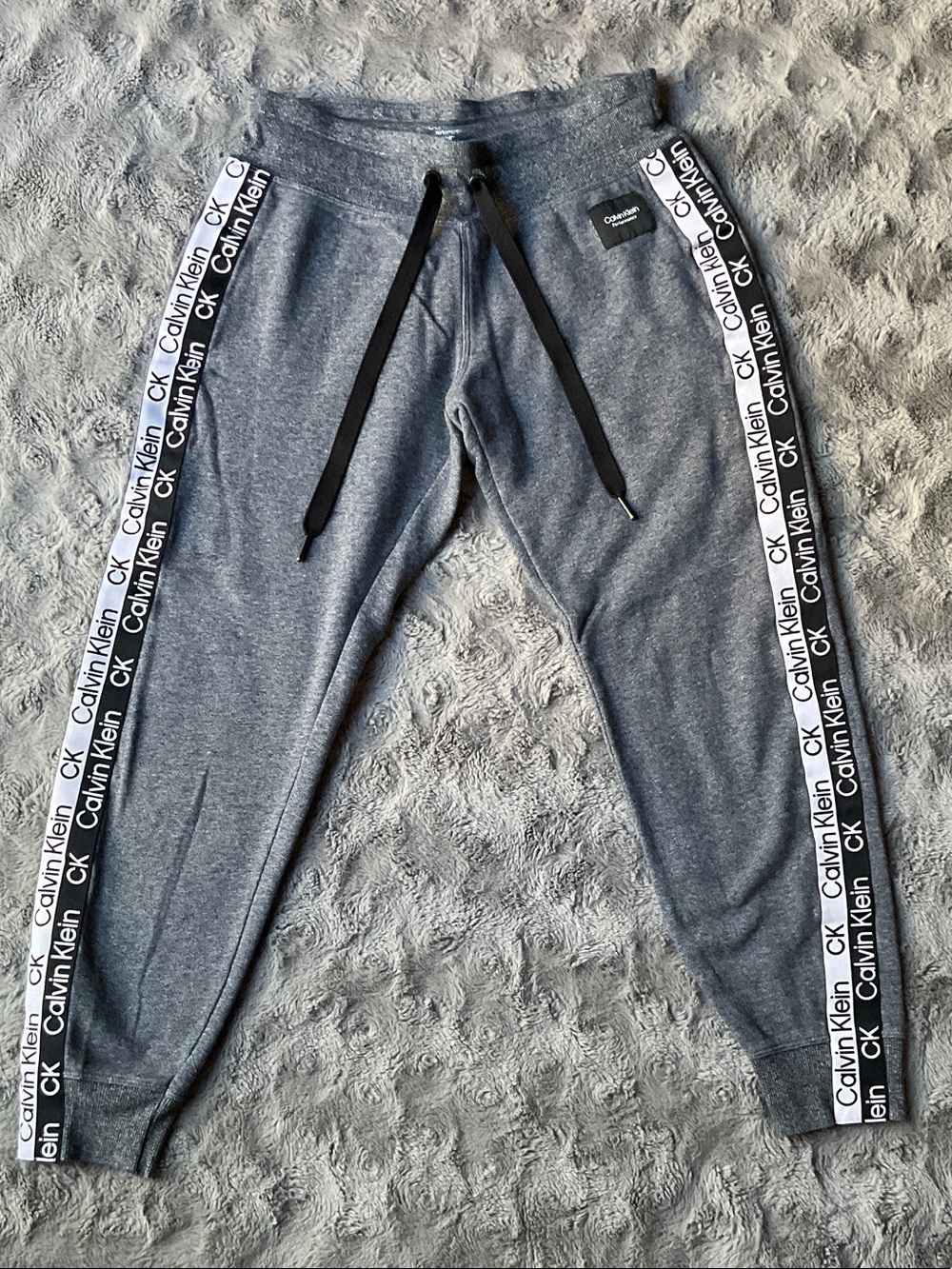 Calvin Klein Performance Gray Track Joggers with Black Logo Tape